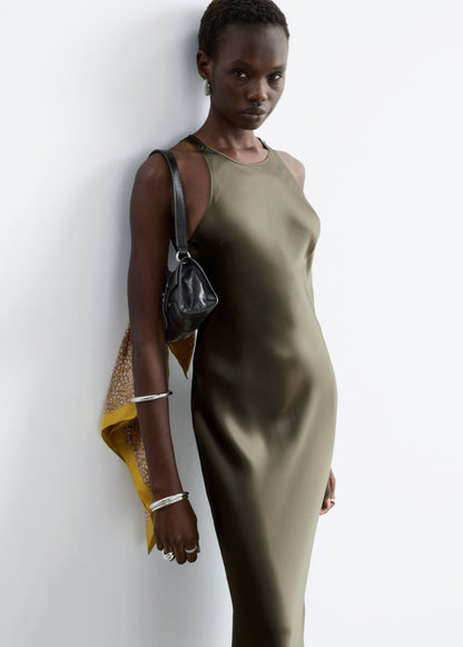 Sleeveless Satin Midi Dress