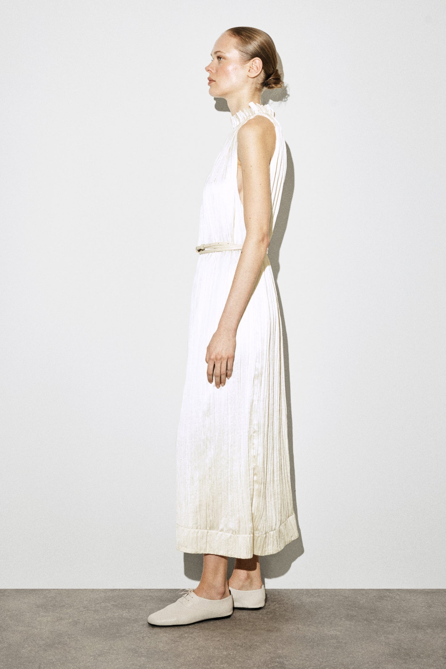 Crinkled-Satin Midi Dress