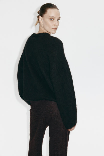 Wide bouclé trousers