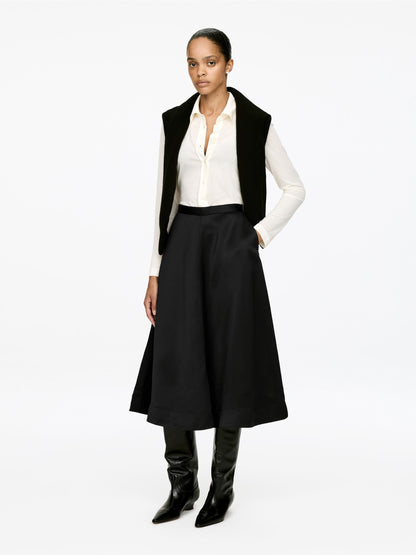 Circle-Cut Satin Skirt