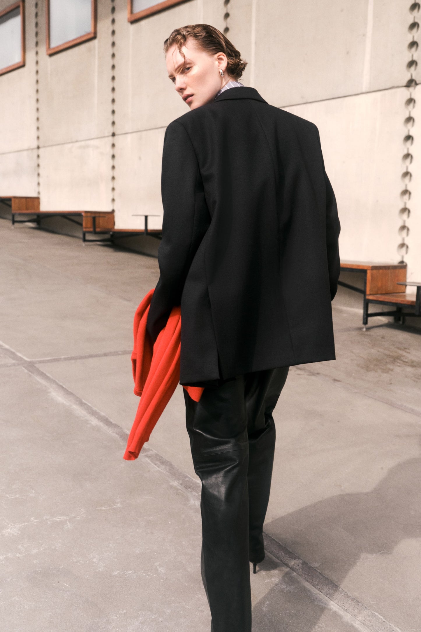 Straight leather trousers