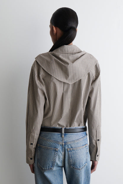 Checked Scarf-Detail Shirt