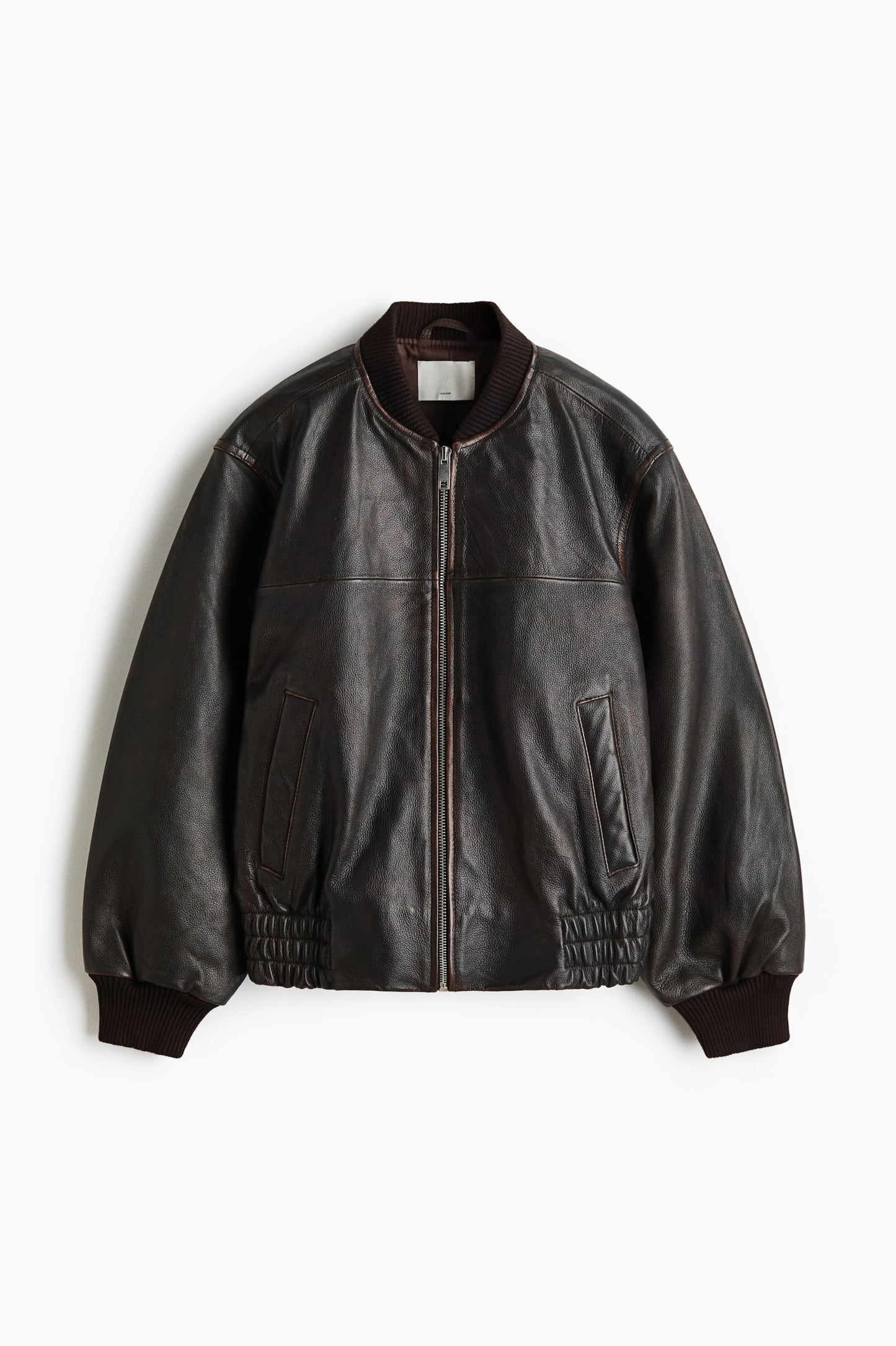 Leather bomber jacket