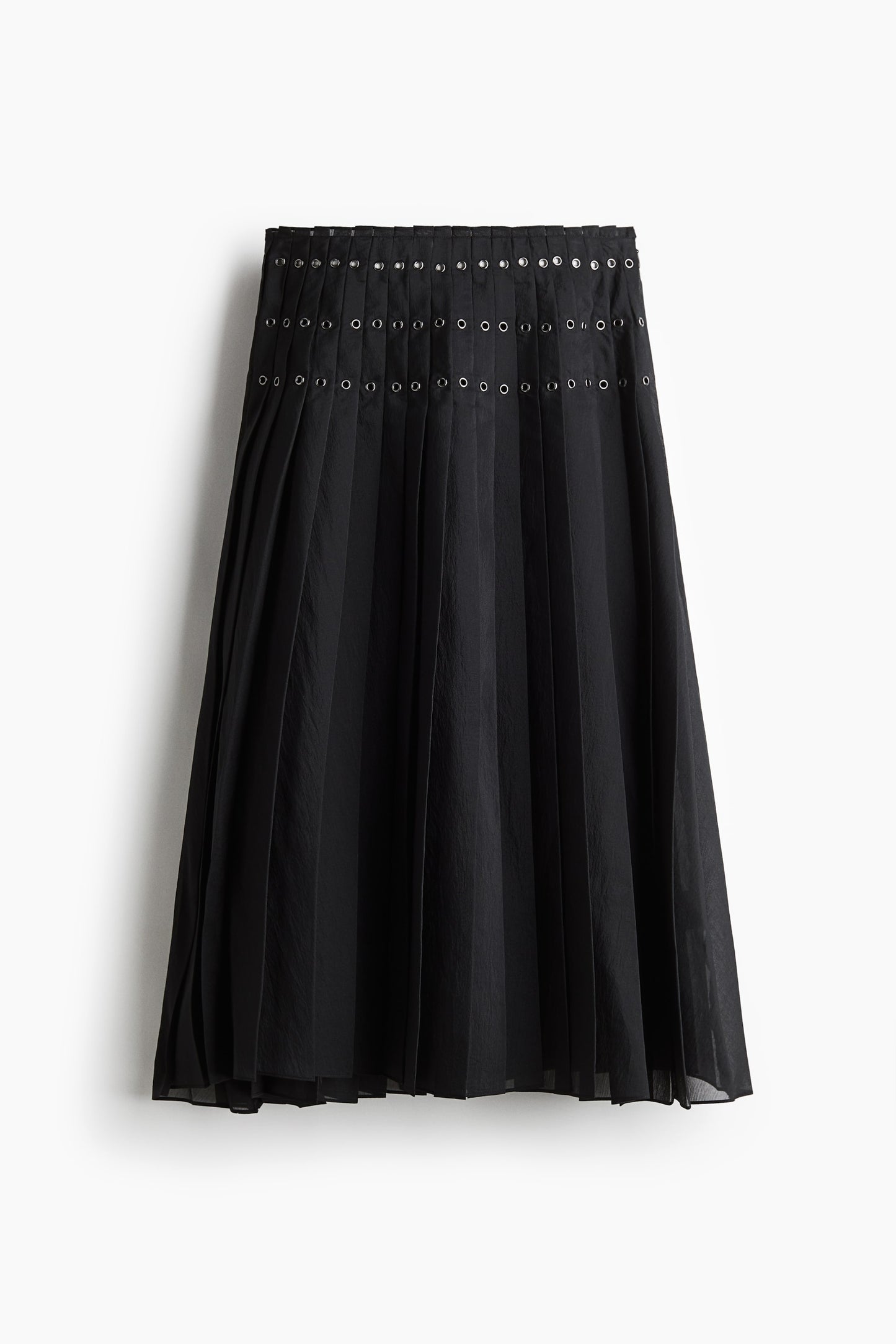Eyelet-detail plissé skirt
