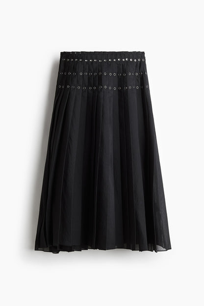 Eyelet-detail plissé skirt