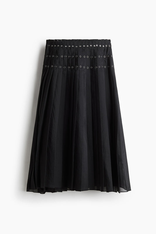 Eyelet-detail plissé skirt