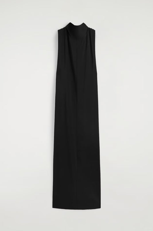 Draped tie-detail high-neck maxi dress