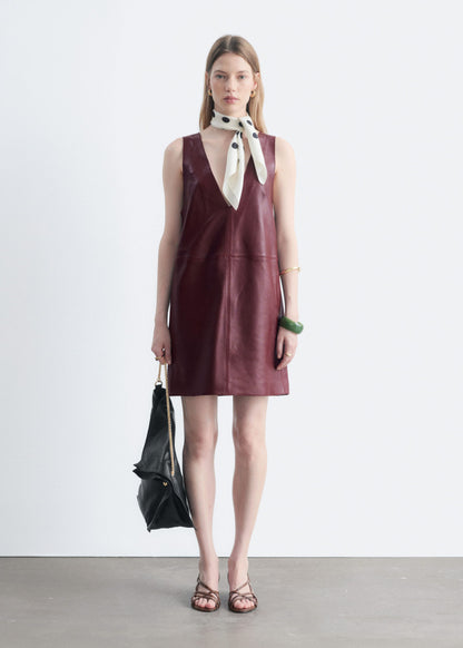 Raw-Edge Leather Dress