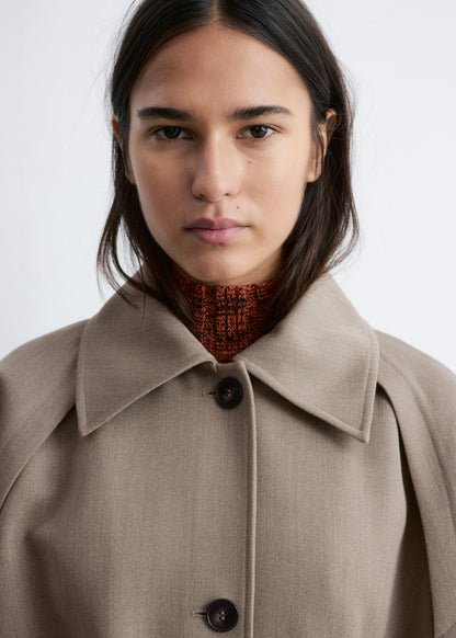 Tie-Belt Wool Trench Coat