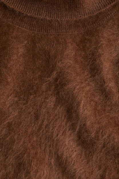 Brushed cashmere polo-neck top