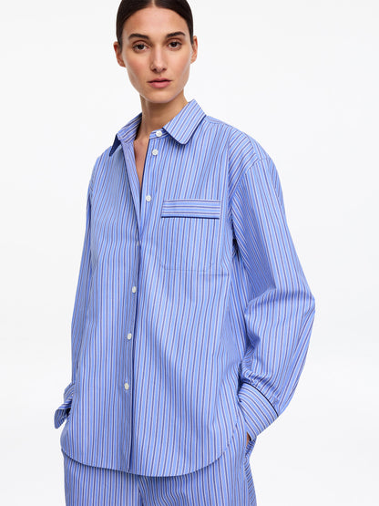 Contrast-Piping Cotton Shirt