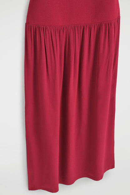 Contrast-Panel Maxi Dress
