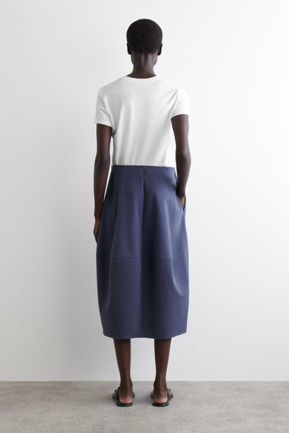 Rounded Cotton Midi Skirt