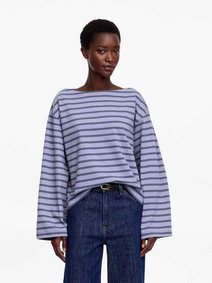 Striped Boat-Neck Top