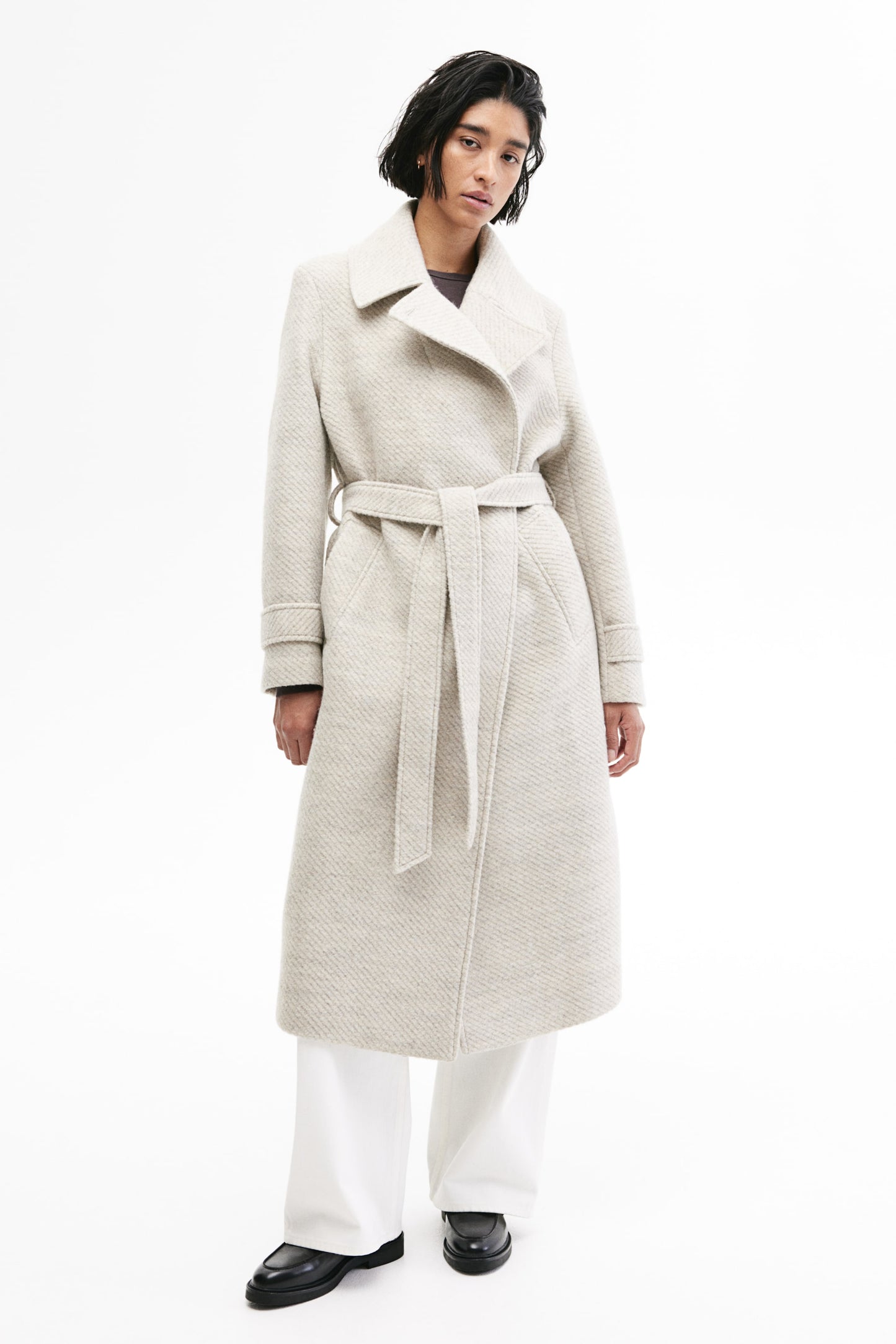 Tie-belt twill coat