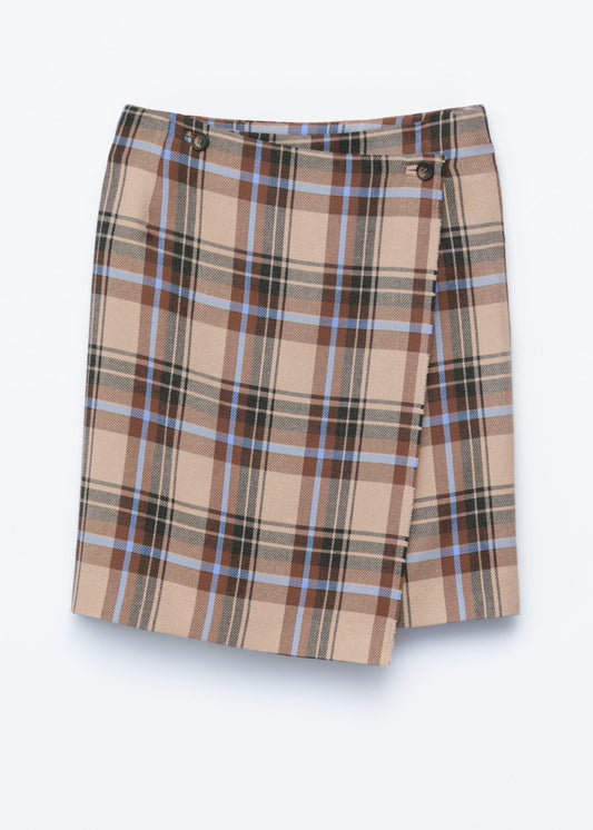 Knee-Length Tartan Wrap Skirt