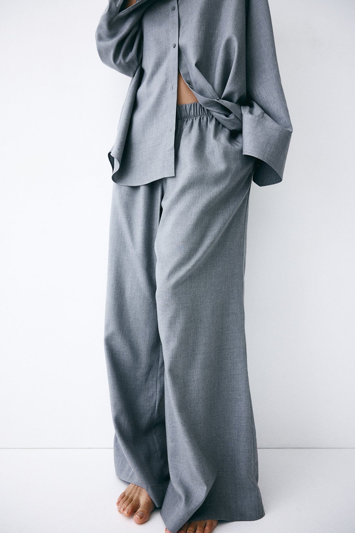 Flared lyocell trousers