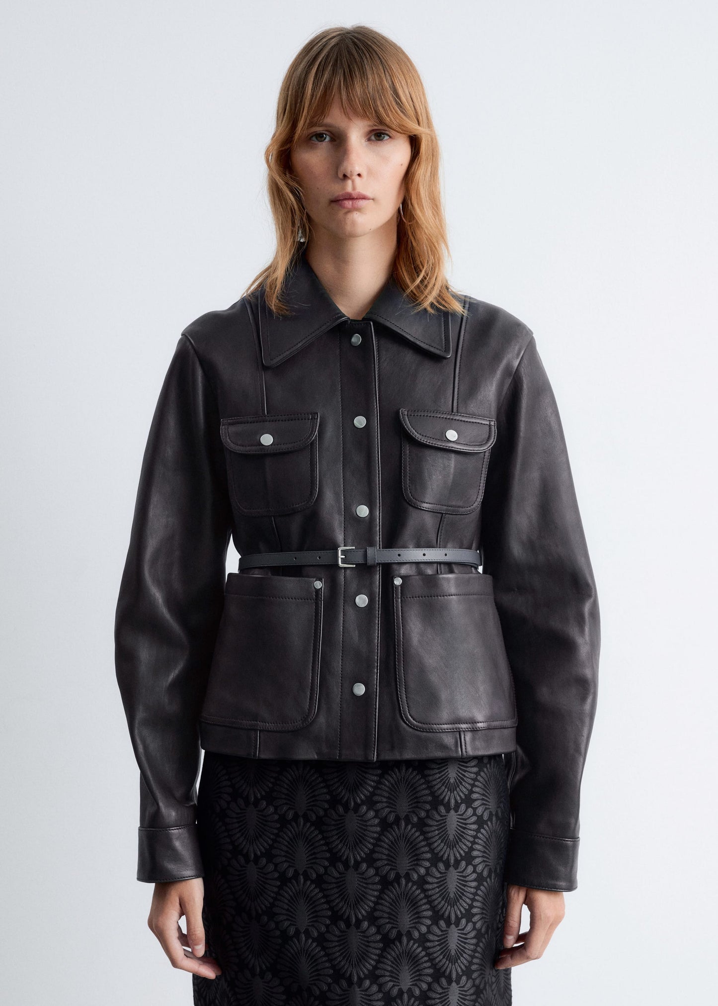 Patch-Pocket Leather Jacket