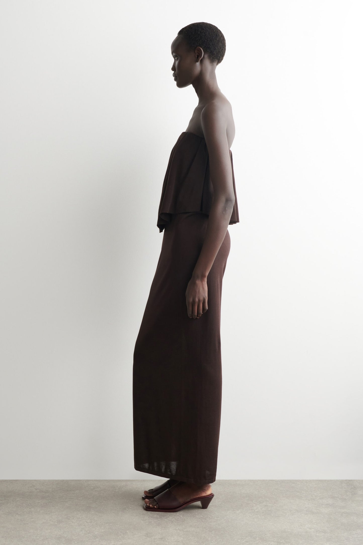 Layered Sheer-Knit Bandeau Maxi Dress