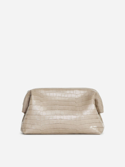 Croco-Embossed Leather Clutch