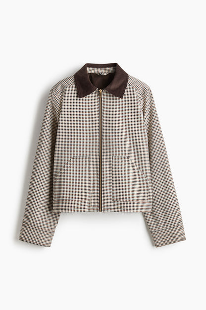 Corduroy-collar twill jacket