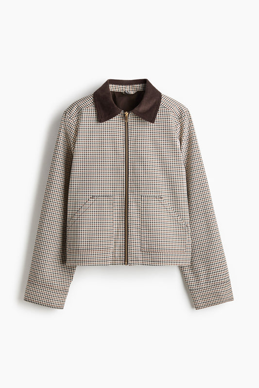 Corduroy-collar twill jacket