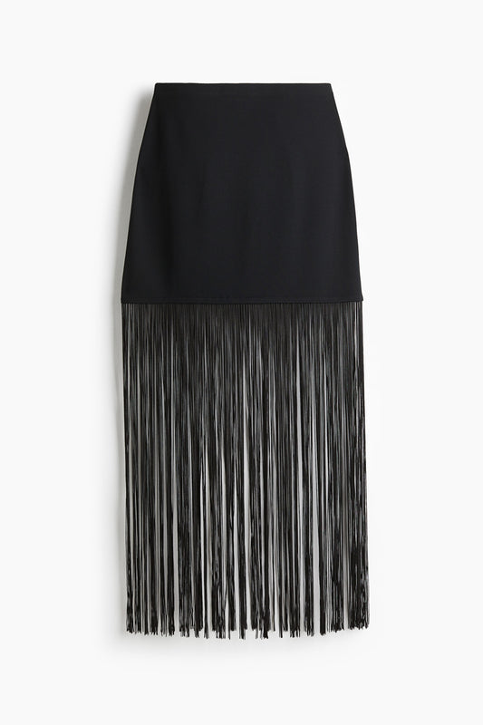 Fringe-trimmed skirt