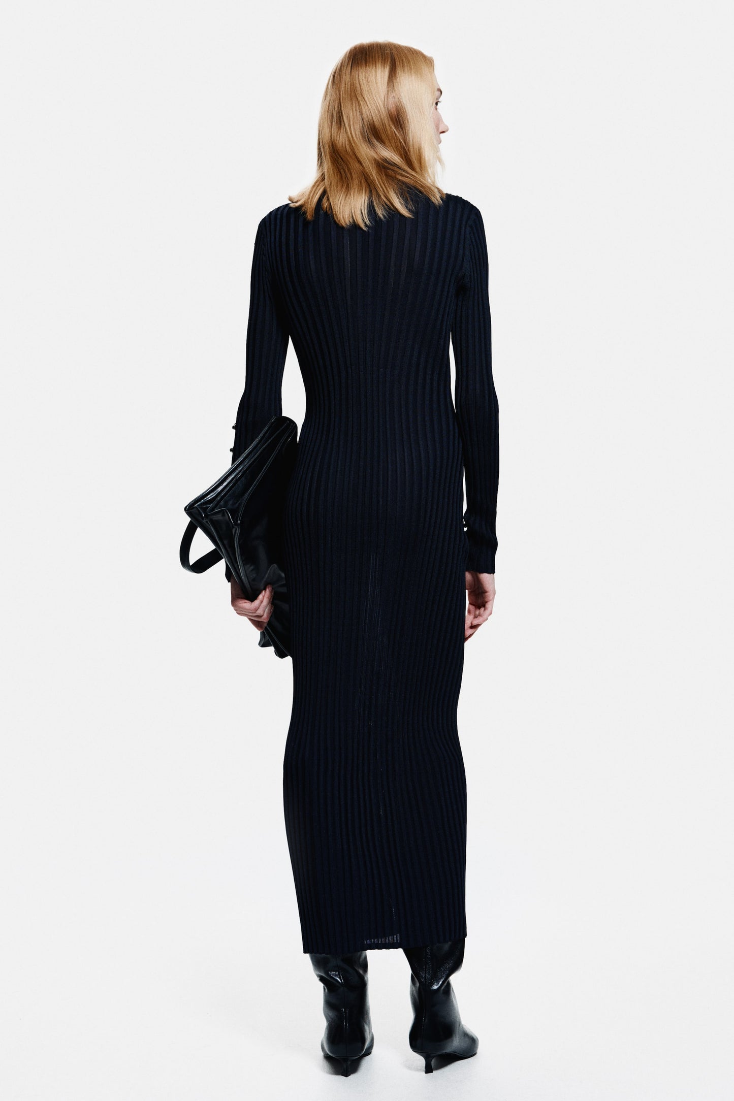 Bead-embellished rib-knit dress