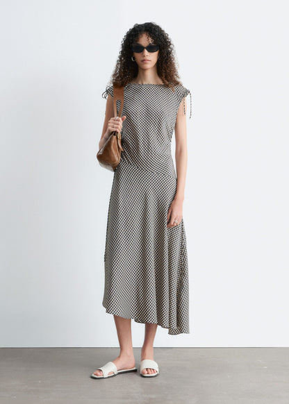 Asymmetric Draped Midi Dress