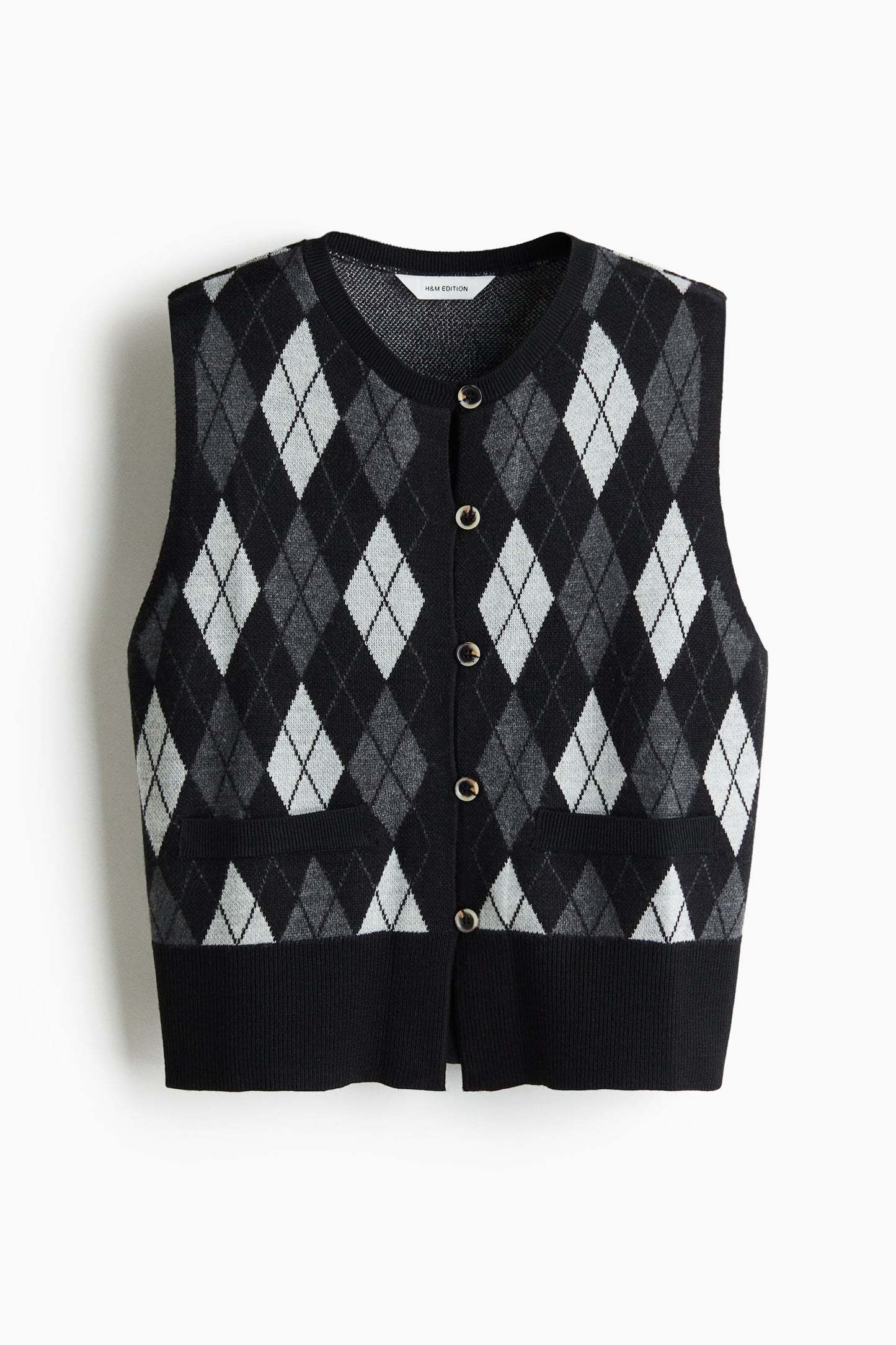 Wool-blend jacquard-knit waistcoat