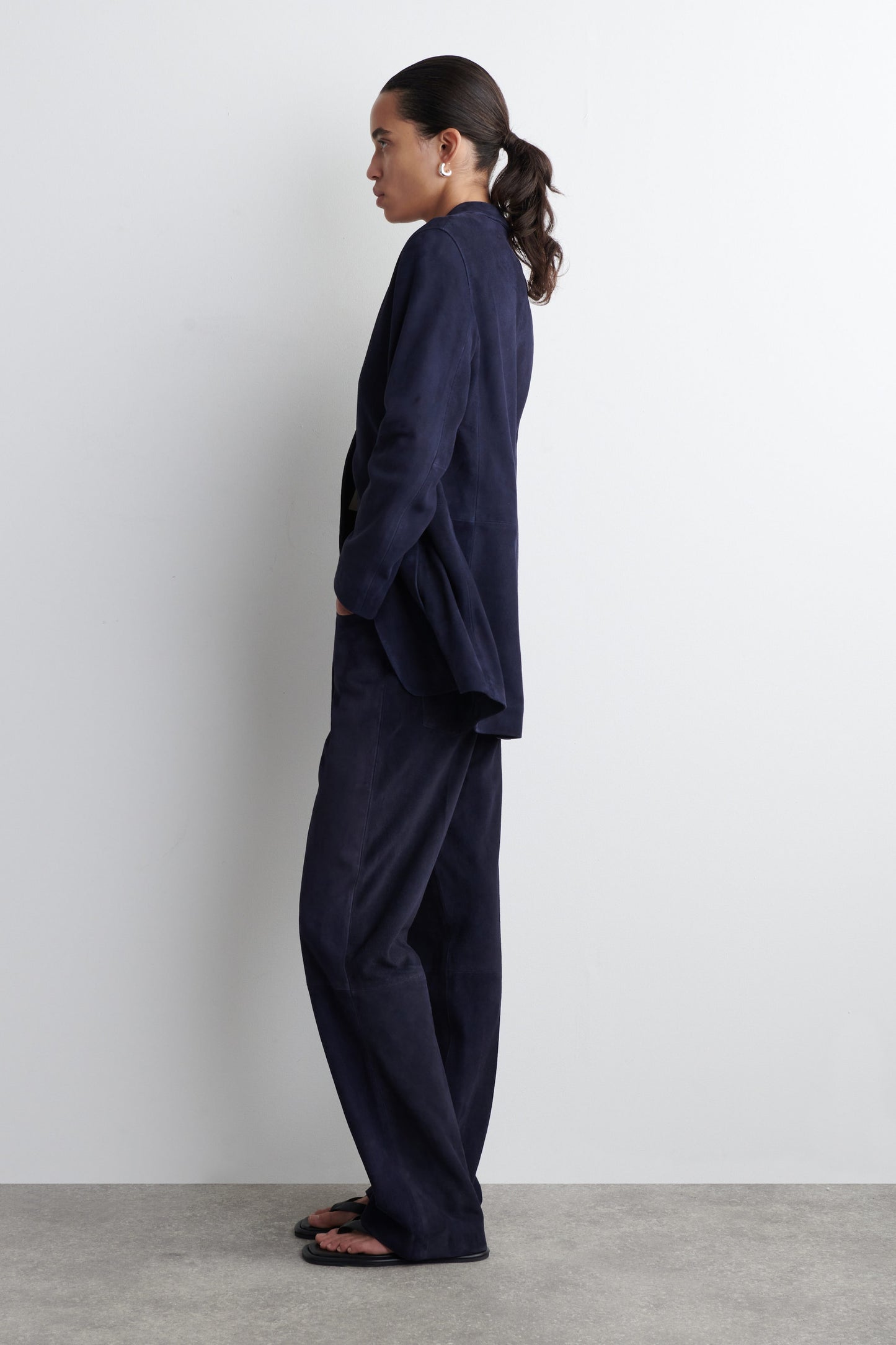 Suede Straight-Leg Trousers