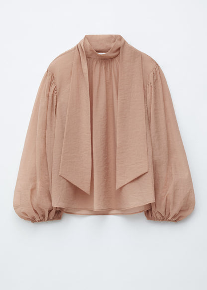 Puff-Sleeve Bow-Detail Blouse