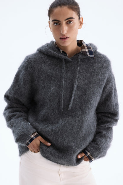 Mohair-blend hoodie