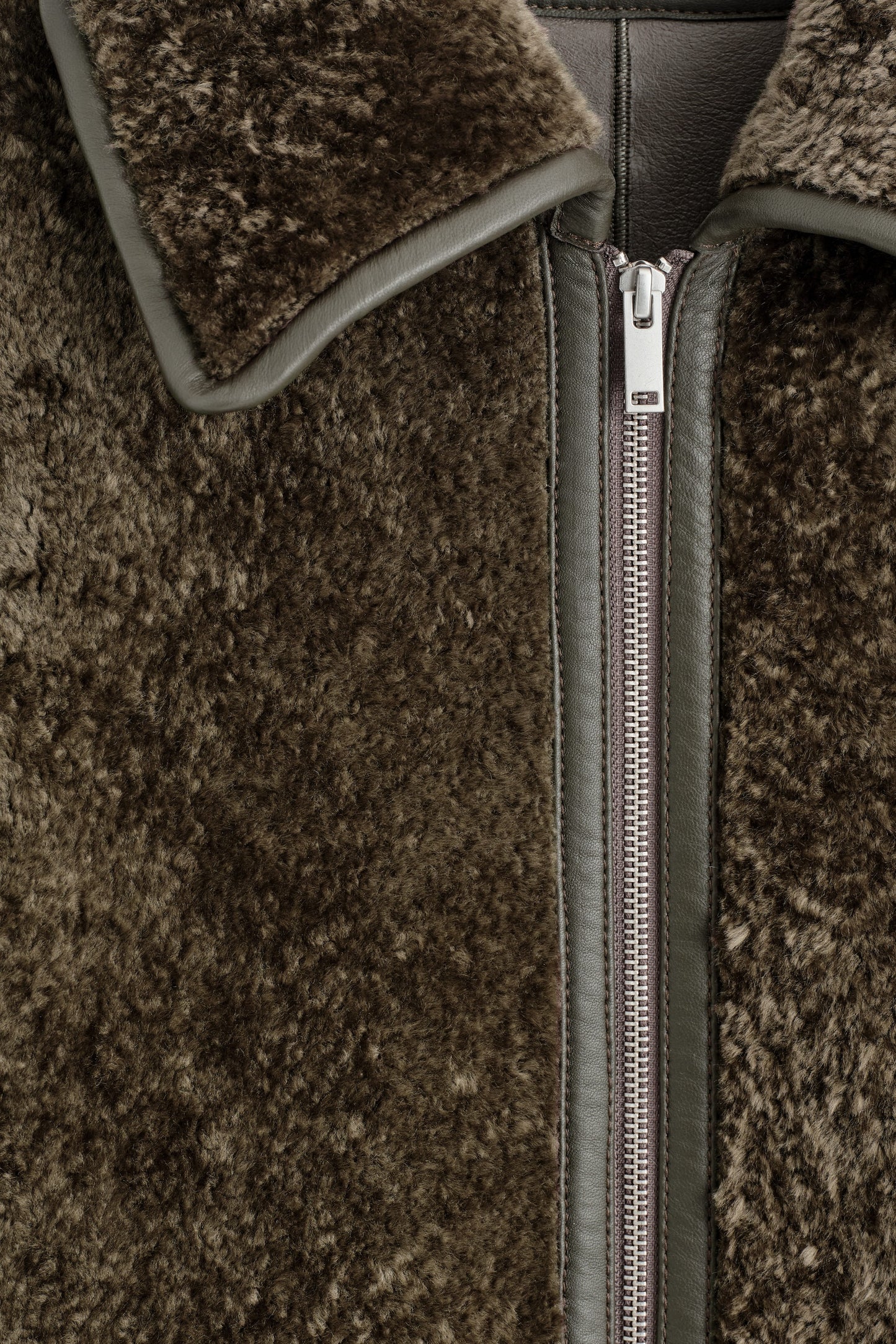 Leather-Bonded Shearling Coat