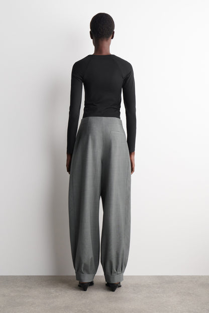 Pleated Wool-Blend Balloon-Leg Trousers
