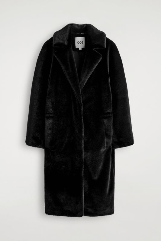 Fur-effect long coat