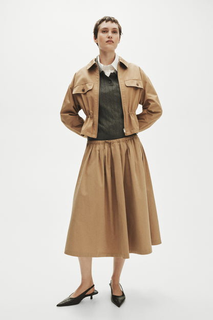 Pleated twill skirt