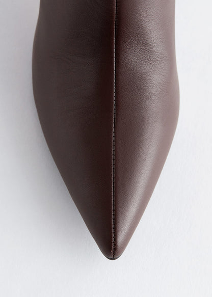 Kitten Heel Leather Knee Boots