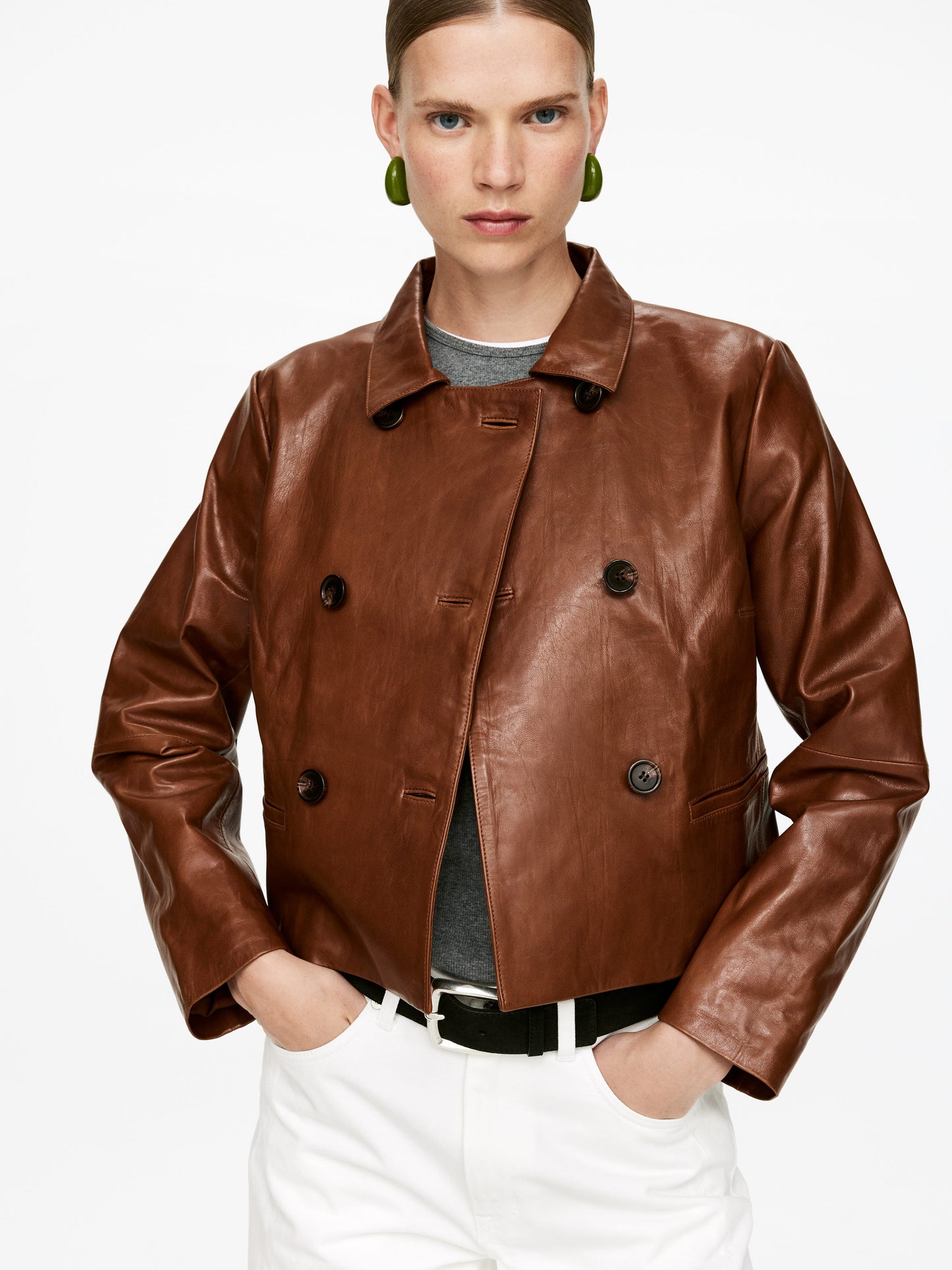 Double-Breasted Leather Jacket