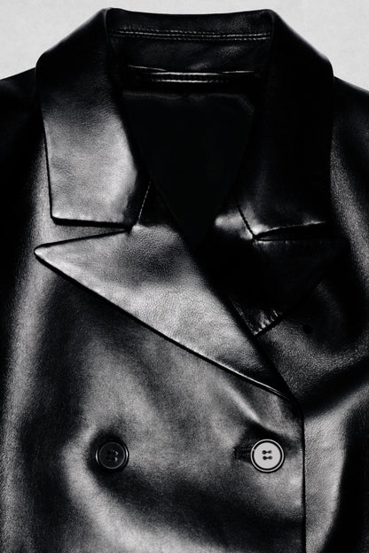 Leather Double-Breasted Blazer
