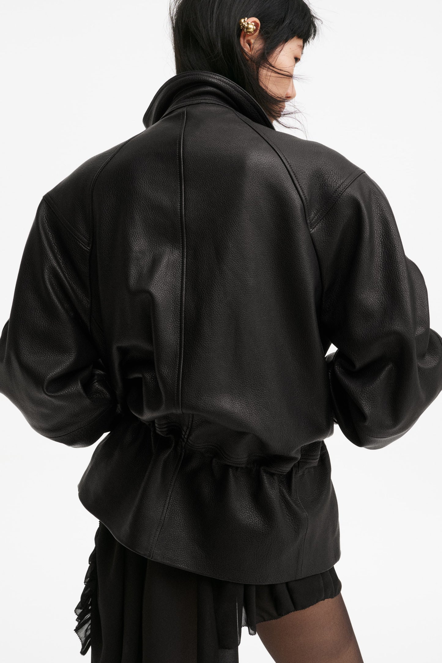 Peplum leather jacket