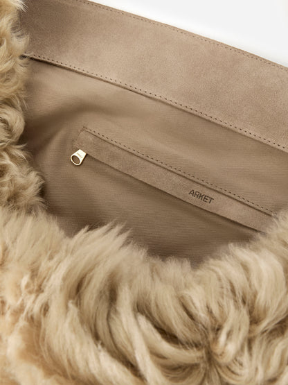Shearling-Suede Tote Bag