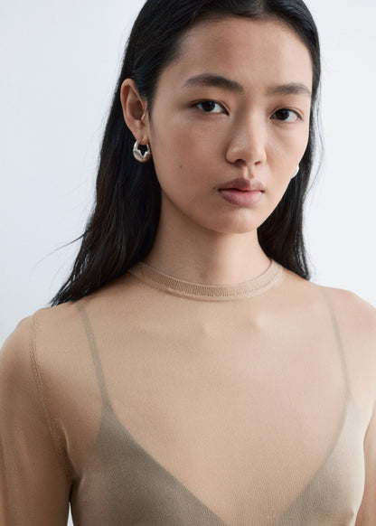 Fine-Knit Sheer Top