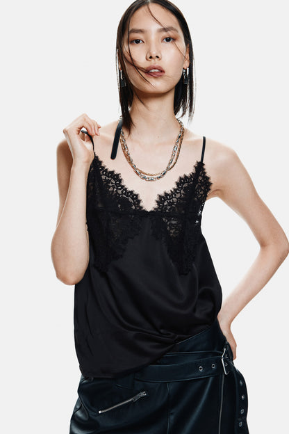 Lace-detail strappy top