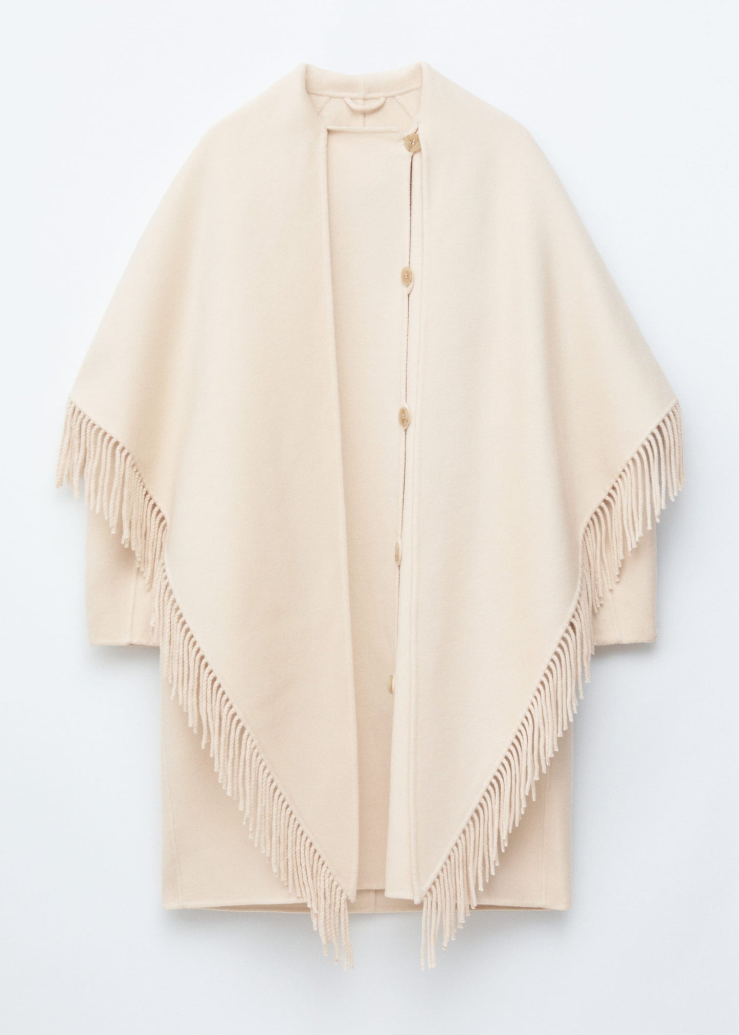 Fringed Shawl Wool Coat
