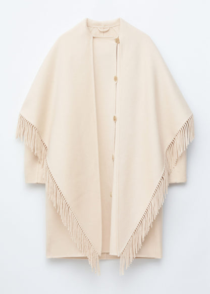 Fringed Shawl Wool Coat