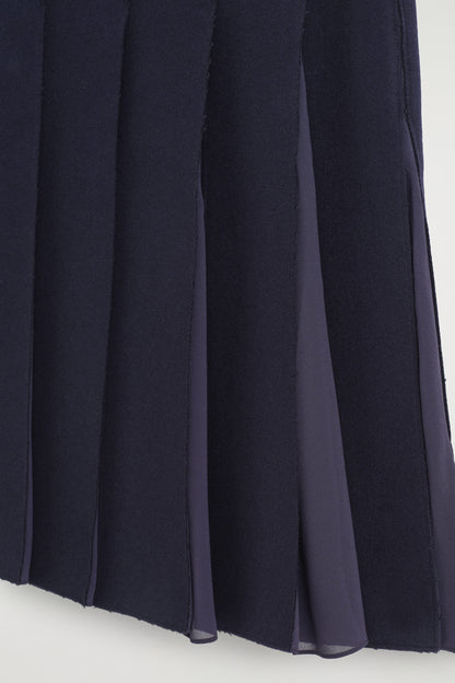 Belted Pleated Wool-Blend Skirt