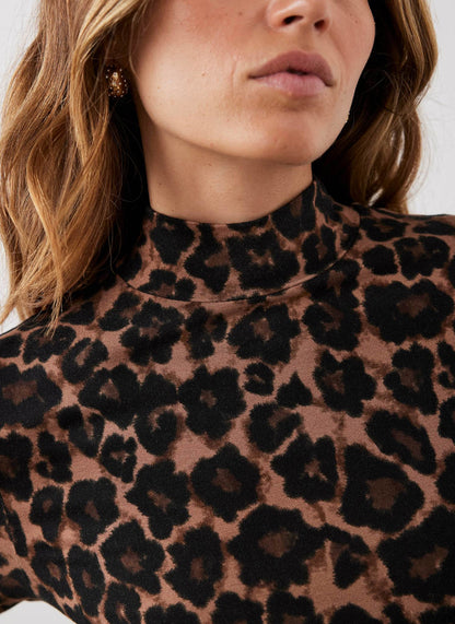 Leopard Print High Neck Top