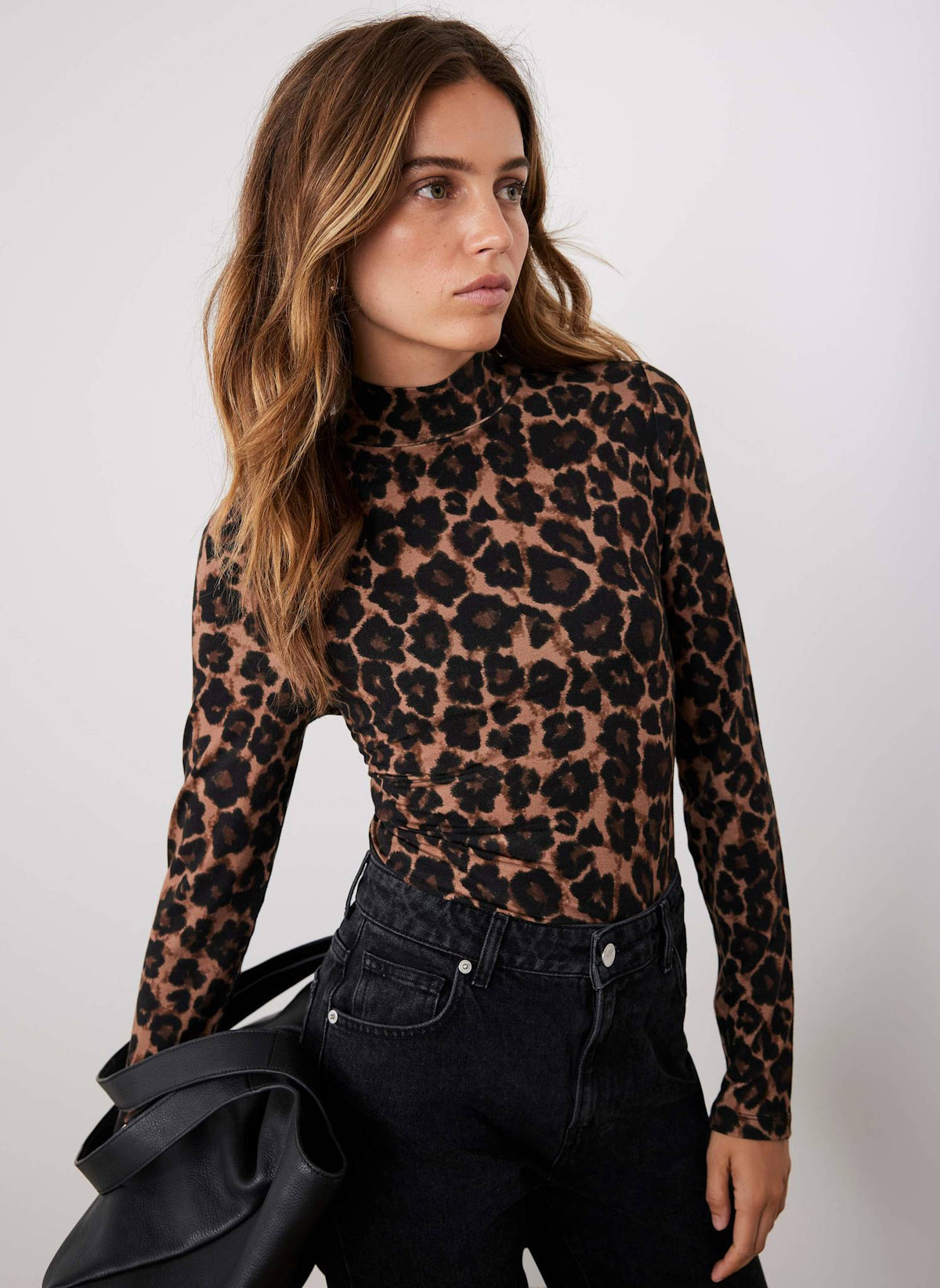 Leopard Print High Neck Top