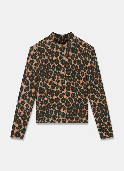 Leopard Print High Neck Top
